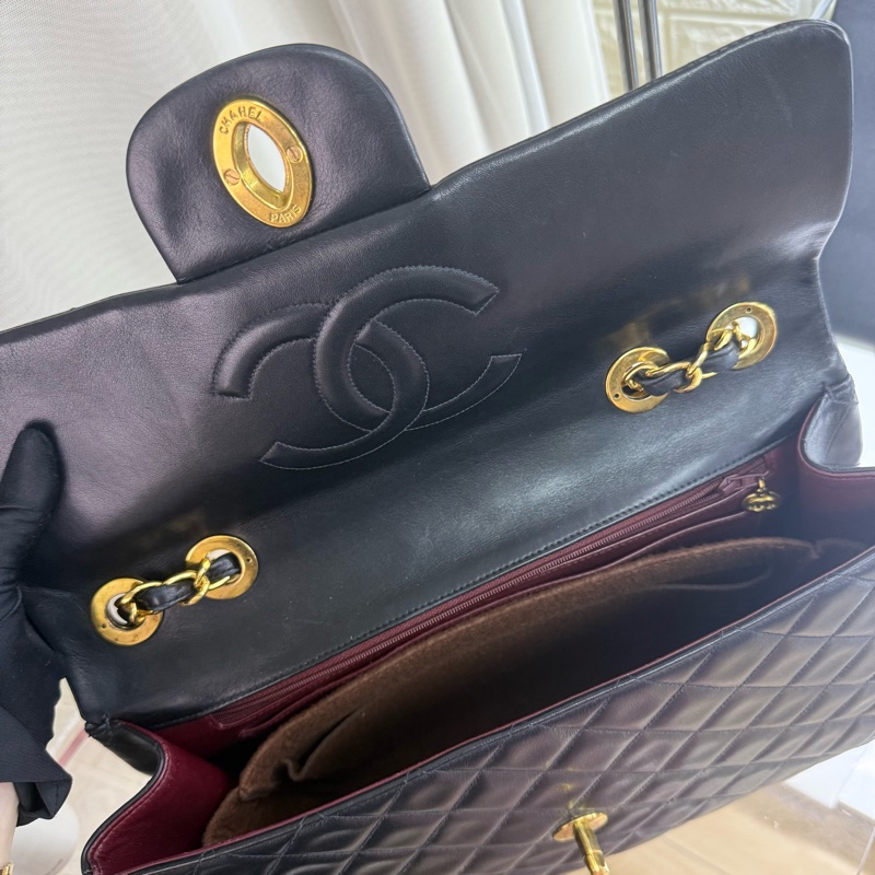 Chanel 香奈兒黑金菱格紋貝嫂鏈條包-12