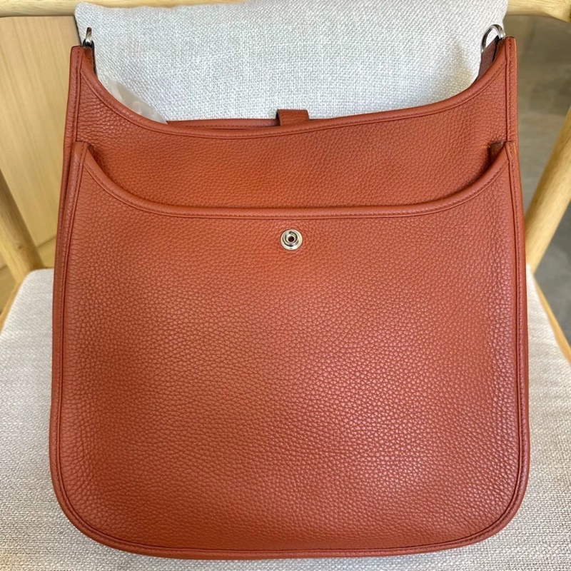 Hermes X刻愛馬仕南瓜色銀扣33伊芙琳98新-1
