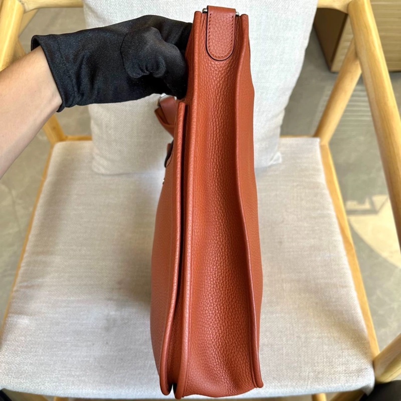 Hermes X刻愛馬仕南瓜色銀扣33伊芙琳98新-3