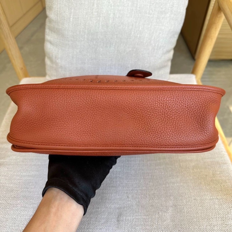 Hermes X刻愛馬仕南瓜色銀扣33伊芙琳98新-4