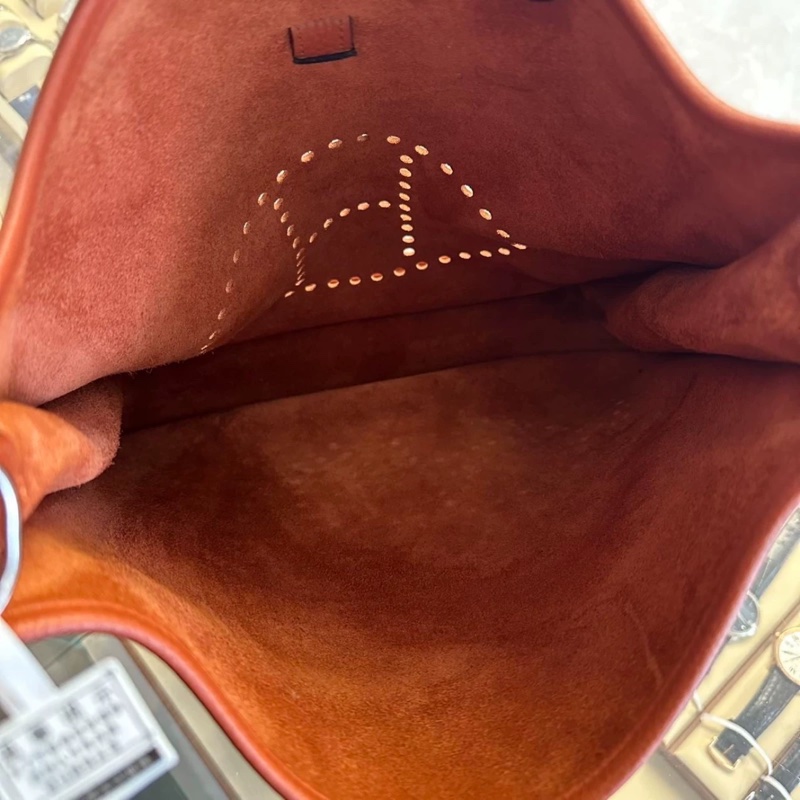 Hermes X刻愛馬仕南瓜色銀扣33伊芙琳98新-5