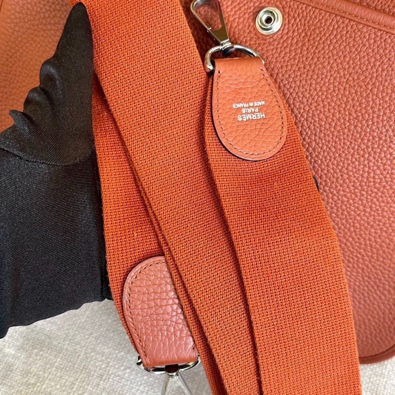 Hermes X刻愛馬仕南瓜色銀扣33伊芙琳98新-6