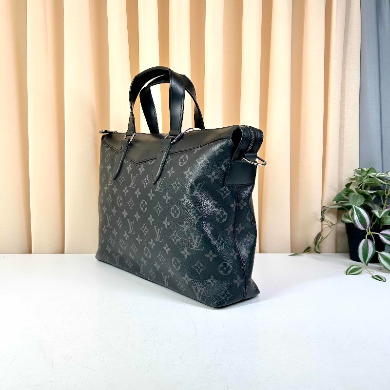 LV路易威登Exploer通勤便攜經典老花帆布拼皮革 電腦公事包-3