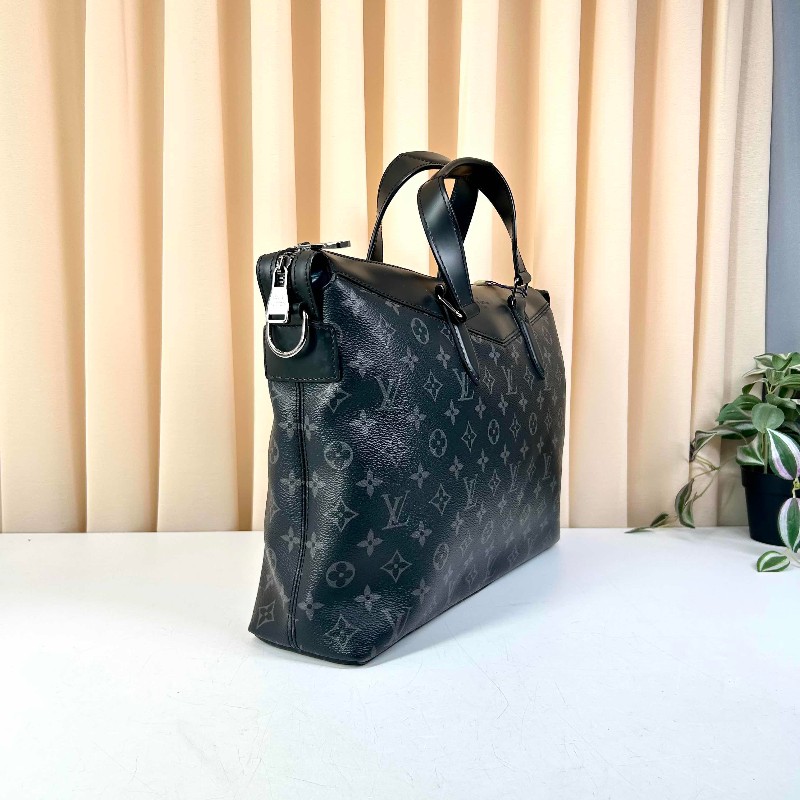 LV路易威登Exploer通勤便攜經典老花帆布拼皮革 電腦公事包-4