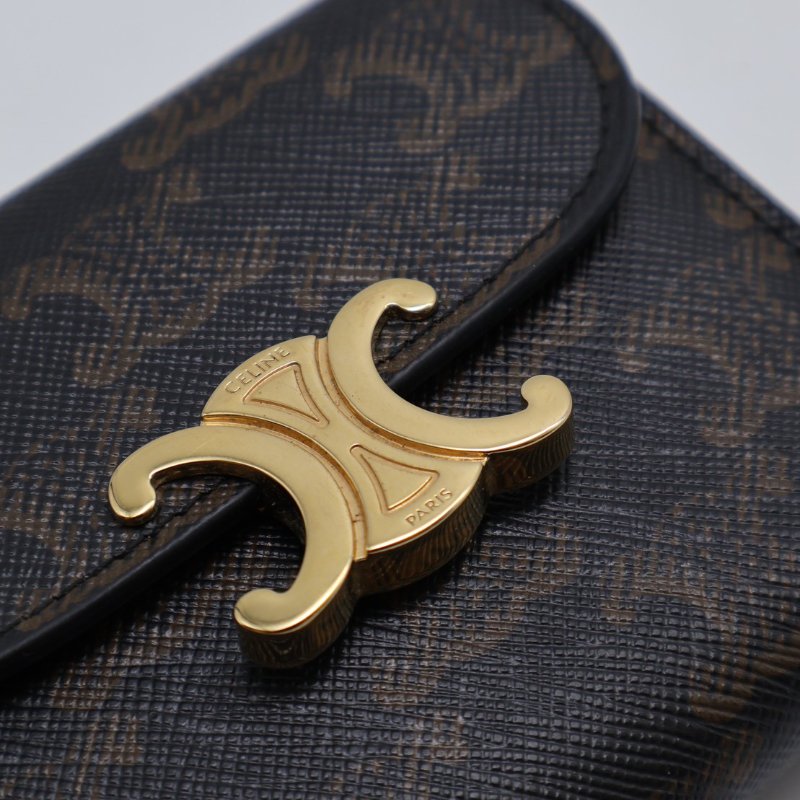 CELINE Triomphe凱旋釦老花三折短夾-11