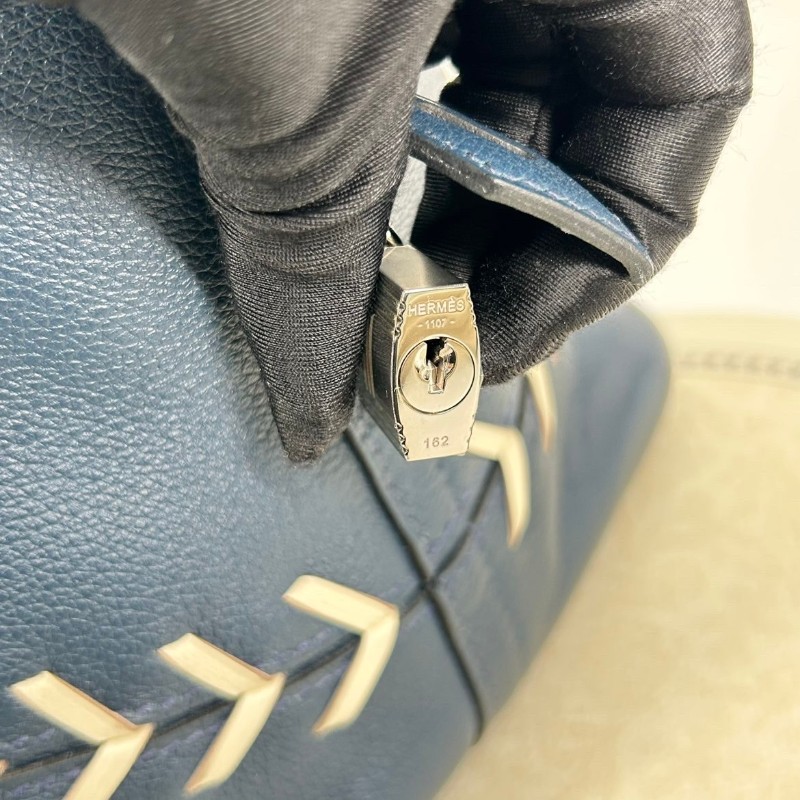 Hermes C刻 限量秀款 深藍保齡球Bolide45旅行包-7