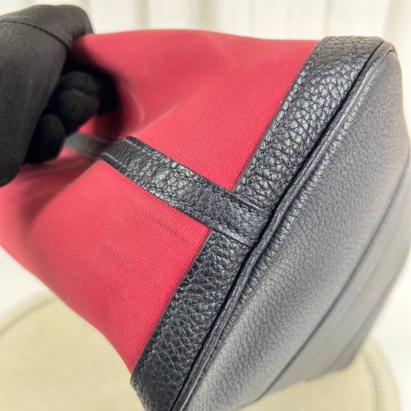 Hermes garden party花園36紅色帆布銀扣-6