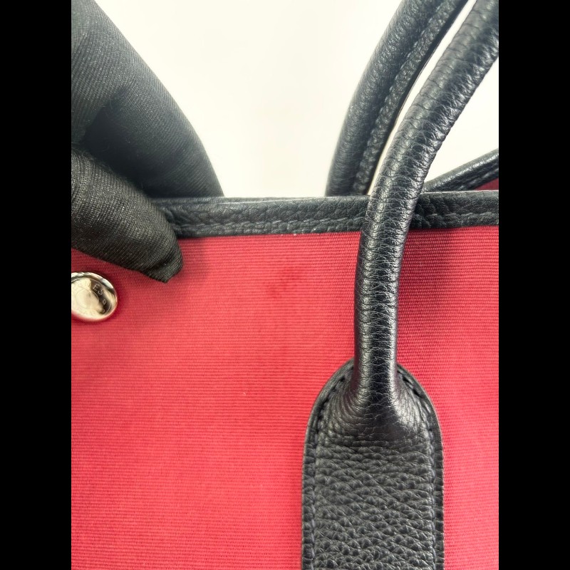 Hermes garden party花園36紅色帆布銀扣-8