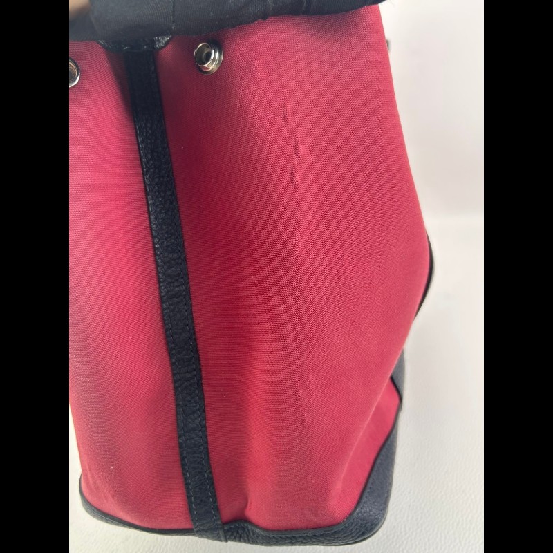 Hermes garden party花園36紅色帆布銀扣-11