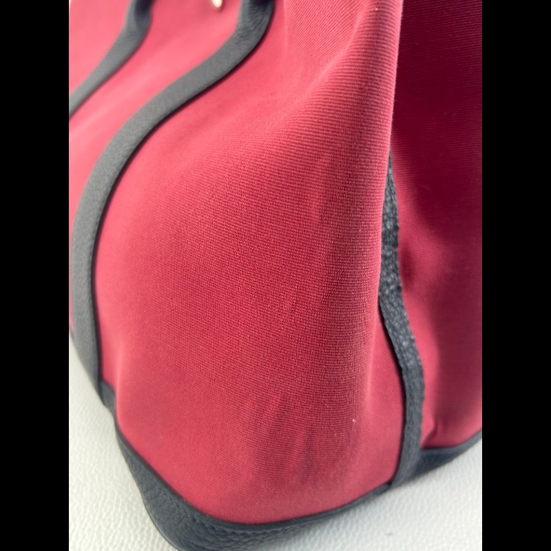 Hermes garden party花園36紅色帆布銀扣-12