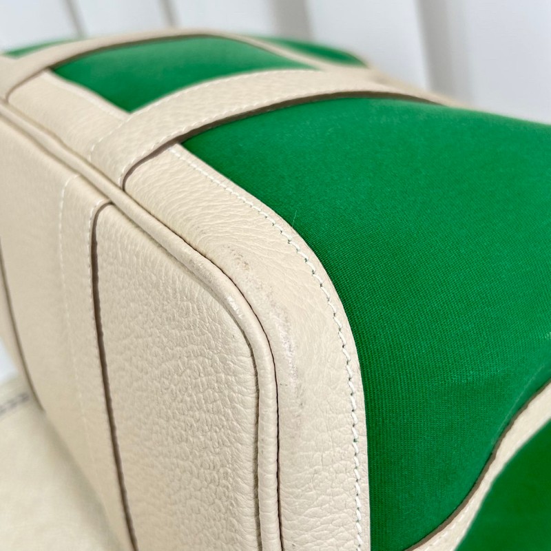 HERMES garden party 30 X刻 帆布拼皮竹子綠拼奶昔白 花園30手提包-9