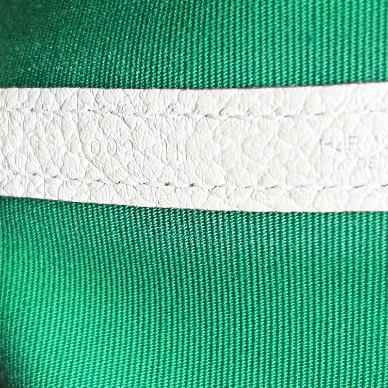 HERMES garden party 30 X刻 帆布拼皮竹子綠拼奶昔白 花園30手提包-13