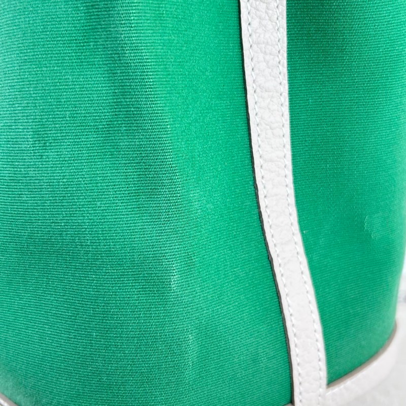 HERMES garden party 30 X刻 帆布拼皮竹子綠拼奶昔白 花園30手提包-23