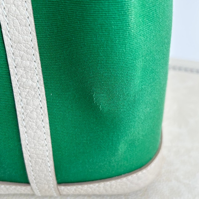 HERMES garden party 30 X刻 帆布拼皮竹子綠拼奶昔白 花園30手提包-24