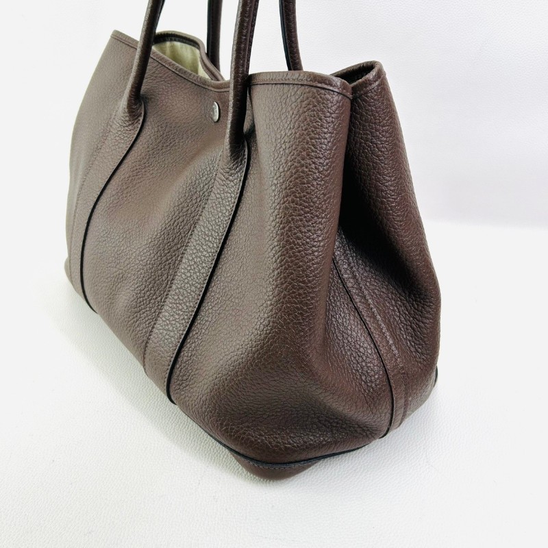 Hermes Garden Party棕色花園36 手提包銀扣Negonda皮 框刻-2