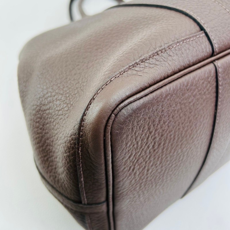 Hermes Garden Party棕色花園36 手提包銀扣Negonda皮 框刻-10