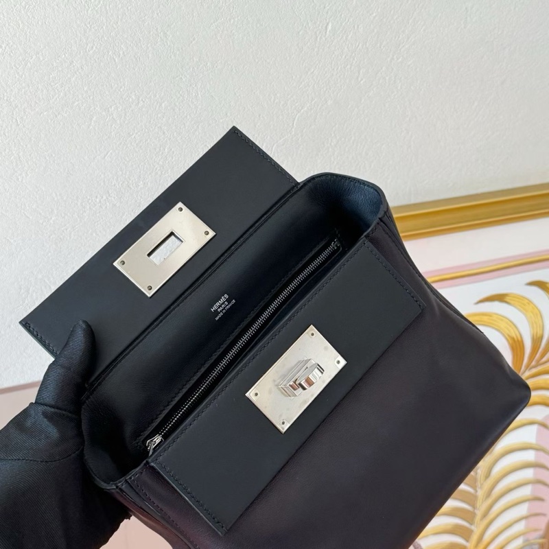 愛馬仕2424 mini 黑銀 Volupto皮 B刻 原廠品相好成色 五金膜在 自用很划算-1