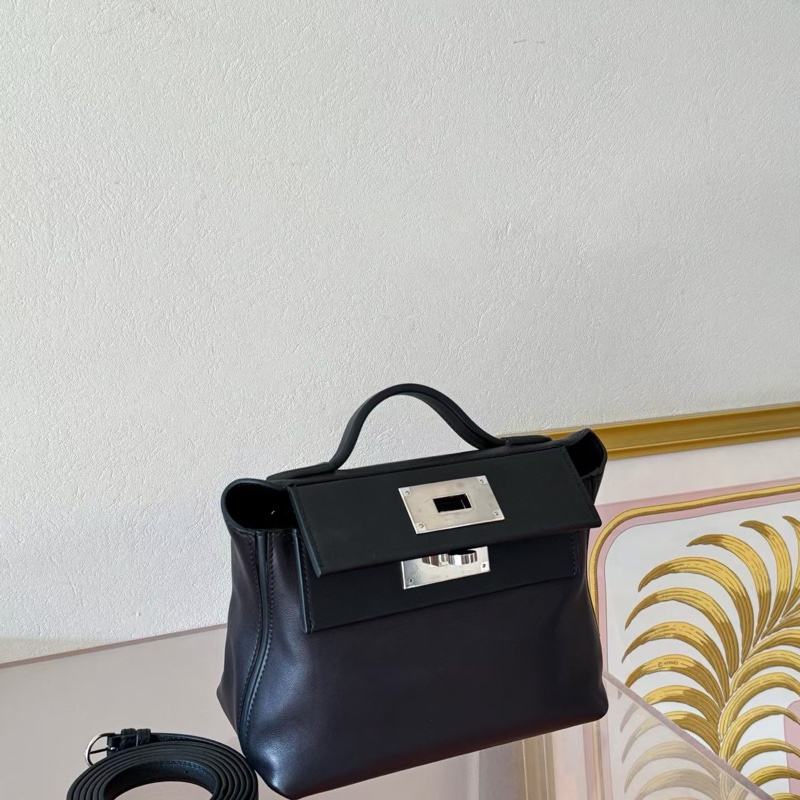 愛馬仕2424 mini 黑銀 Volupto皮 B刻 原廠品相好成色 五金膜在 自用很划算-2