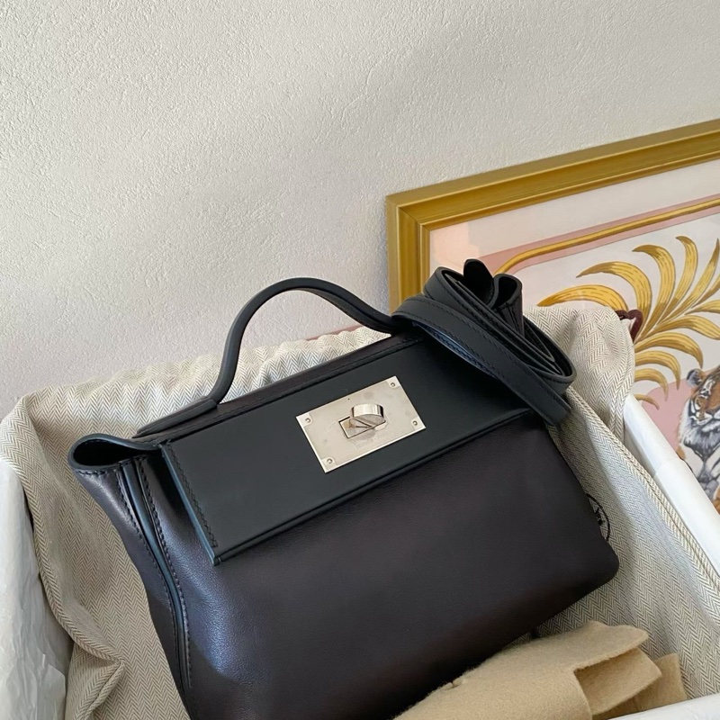 愛馬仕2424 mini 黑銀 Volupto皮 B刻 原廠品相好成色 五金膜在 自用很划算-3