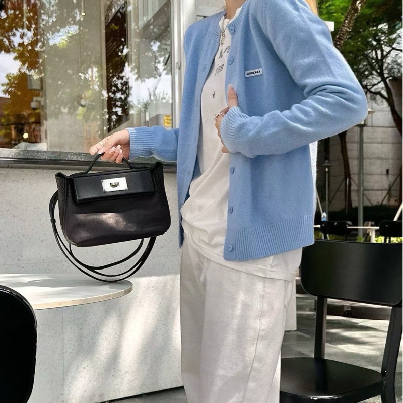 愛馬仕2424 mini 黑銀 Volupto皮 B刻 原廠品相好成色 五金膜在 自用很划算-5