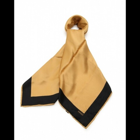 Fendi金色綢緞真絲巾