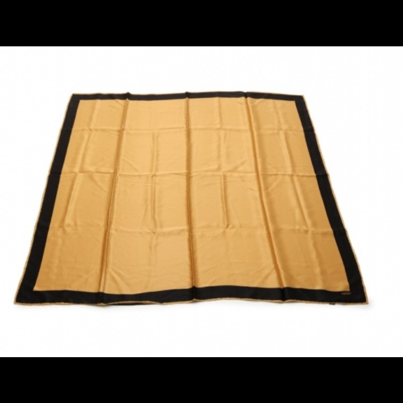 Fendi金色綢緞真絲巾-5