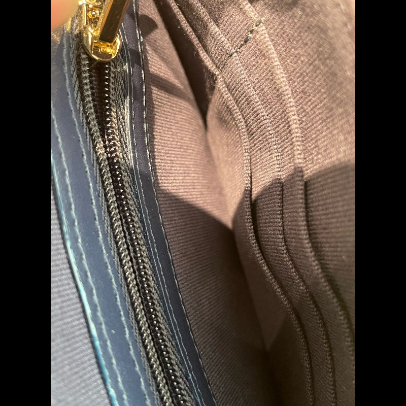 Chanel 藍色荔枝牛二合一woc鏈條包 晶片-8