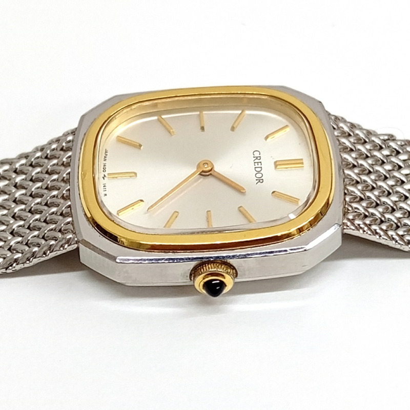 SEIKO CREDOR 貴朵 SS 18KT 1400-5881 女士石英手錶-3