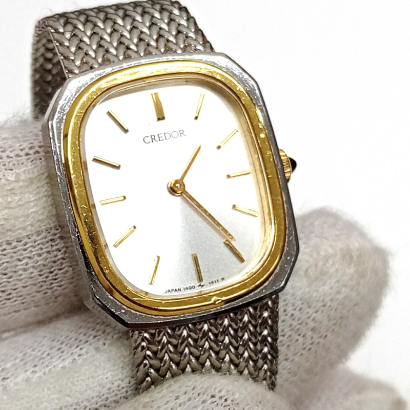 SEIKO CREDOR 貴朵 SS 18KT 1400-5881 女士石英手錶-5
