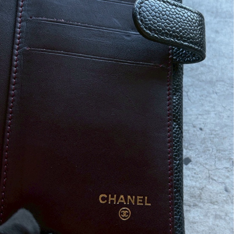 Chanel黑金牛皮信封長夾-10