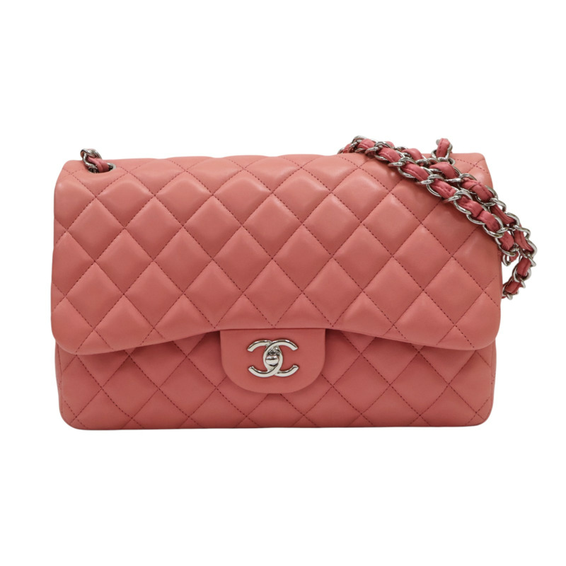 粉色羊皮 Jumbo 30 肩背包 銀扣【CHANEL 香奈兒】 A58600-0