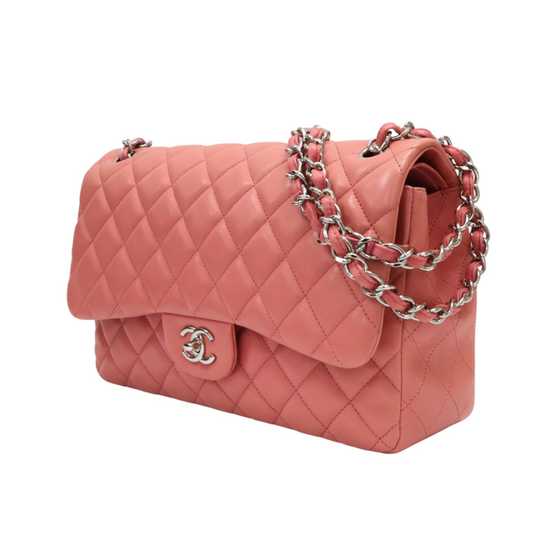 粉色羊皮 Jumbo 30 肩背包 銀扣【CHANEL 香奈兒】 A58600-2