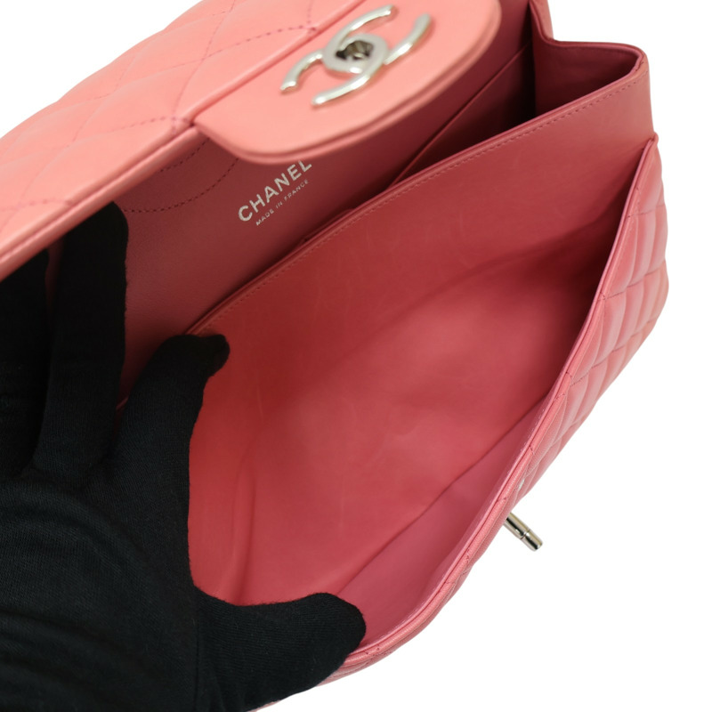 粉色羊皮 Jumbo 30 肩背包 銀扣【CHANEL 香奈兒】 A58600-5
