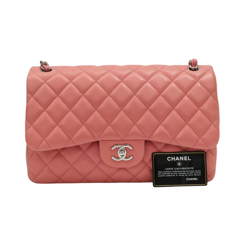粉色羊皮 Jumbo 30 肩背包 銀扣【CHANEL 香奈兒】 A58600-9