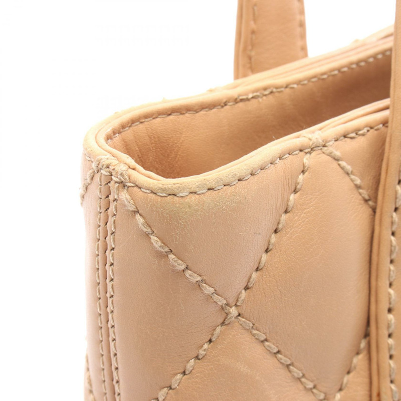 香奈兒 (CHANEL) 野性縫線托特手提包,米色皮革,金色五金,二手,女士 CC-7