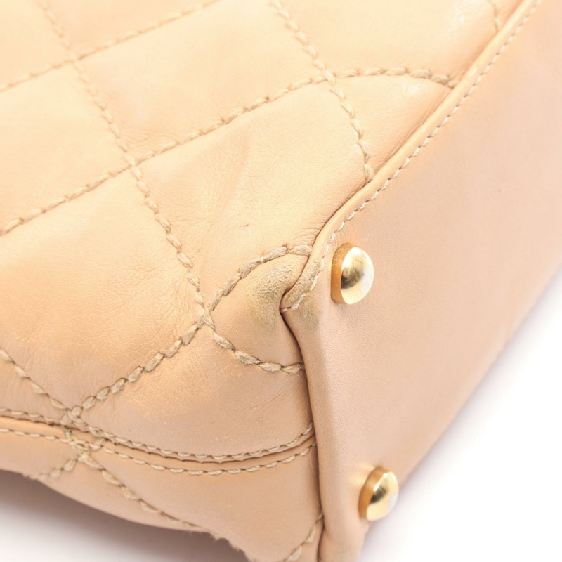 香奈兒 (CHANEL) 野性縫線托特手提包,米色皮革,金色五金,二手,女士 CC-8