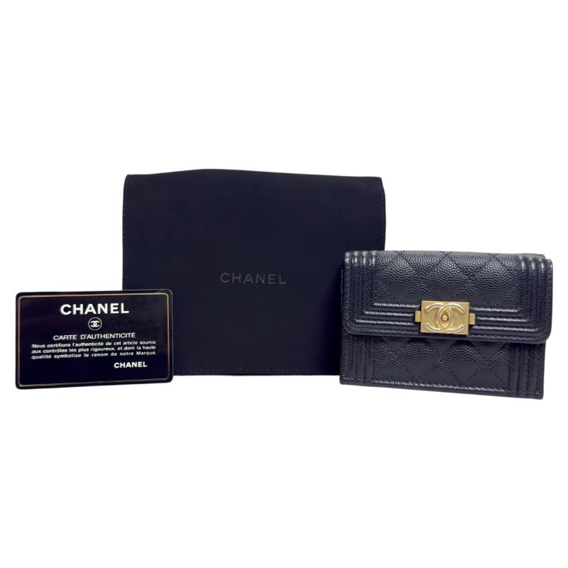 CHANEL Boy 荔枝皮 多摺 迷你銀包-0