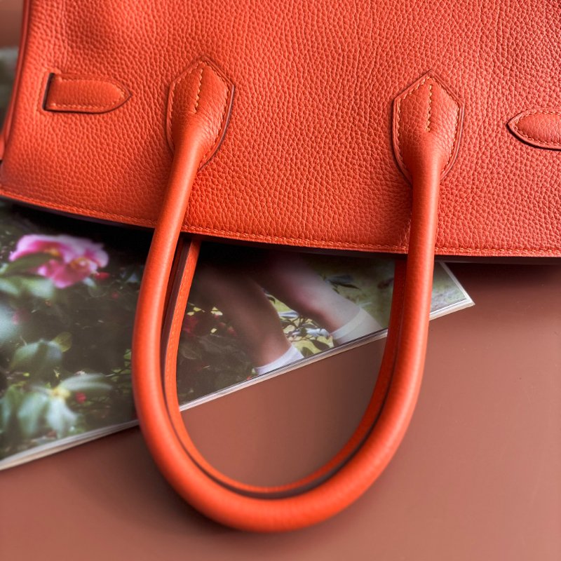 ::HERMES:: 9J橘 金釦 BIRKIN 30 柏金包30公分 手提包 公事包-2