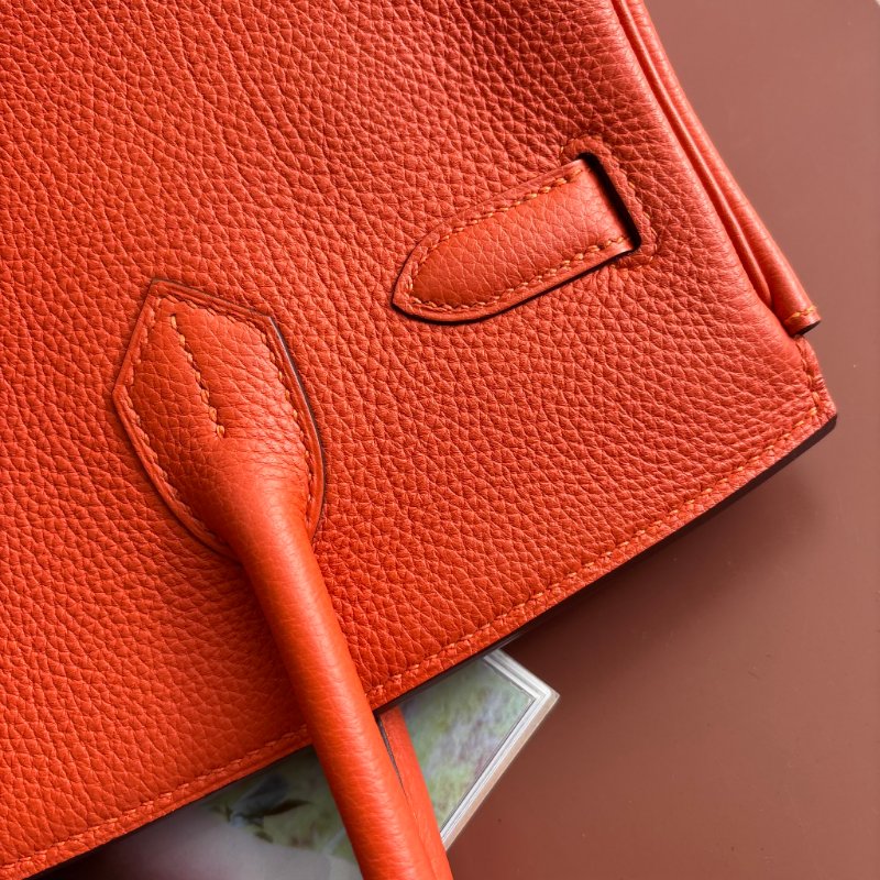 ::HERMES:: 9J橘 金釦 BIRKIN 30 柏金包30公分 手提包 公事包-4