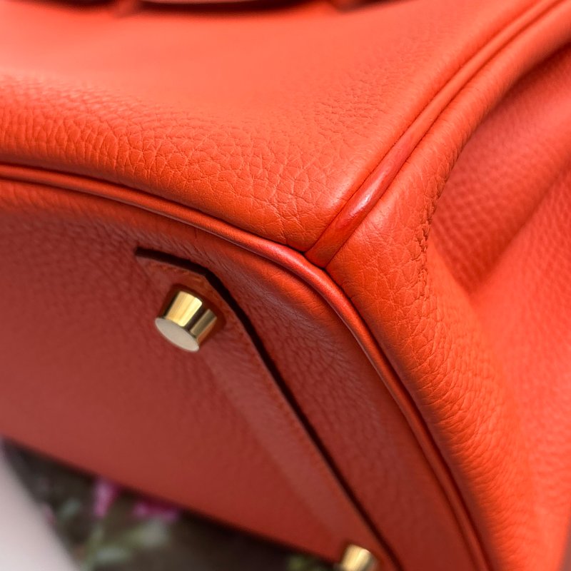 ::HERMES:: 9J橘 金釦 BIRKIN 30 柏金包30公分 手提包 公事包-8