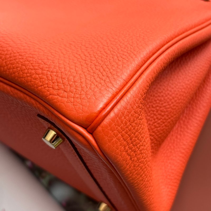 ::HERMES:: 9J橘 金釦 BIRKIN 30 柏金包30公分 手提包 公事包-10