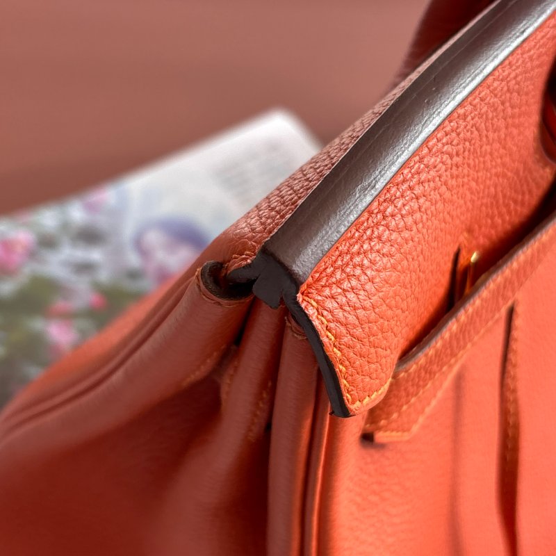 ::HERMES:: 9J橘 金釦 BIRKIN 30 柏金包30公分 手提包 公事包-18