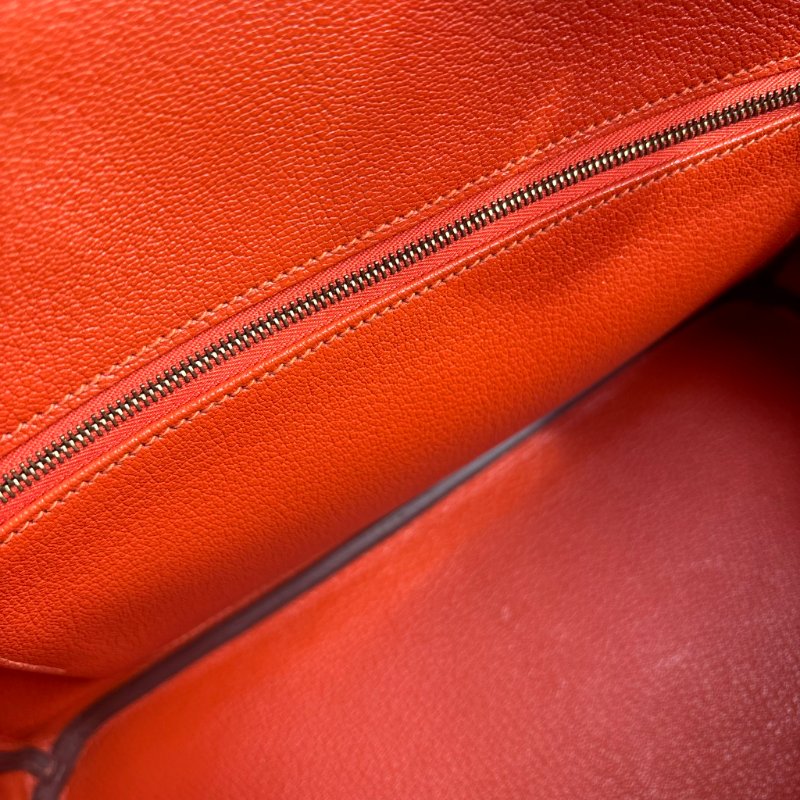 ::HERMES:: 9J橘 金釦 BIRKIN 30 柏金包30公分 手提包 公事包-24