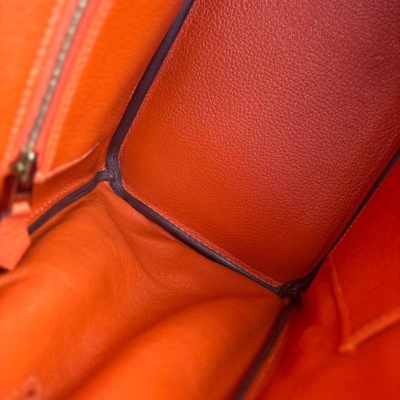 ::HERMES:: 9J橘 金釦 BIRKIN 30 柏金包30公分 手提包 公事包-25