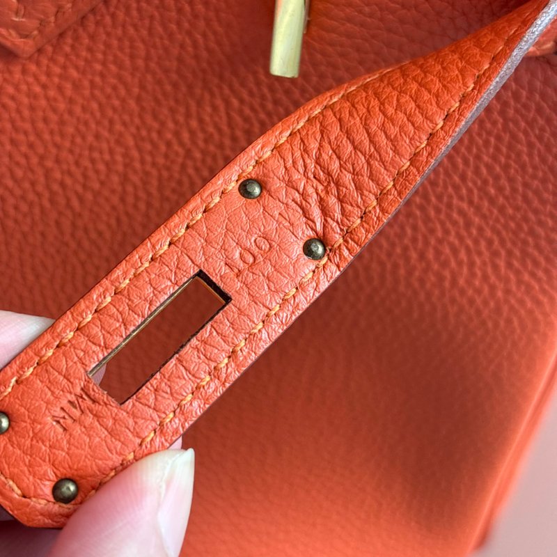 ::HERMES:: 9J橘 金釦 BIRKIN 30 柏金包30公分 手提包 公事包-27