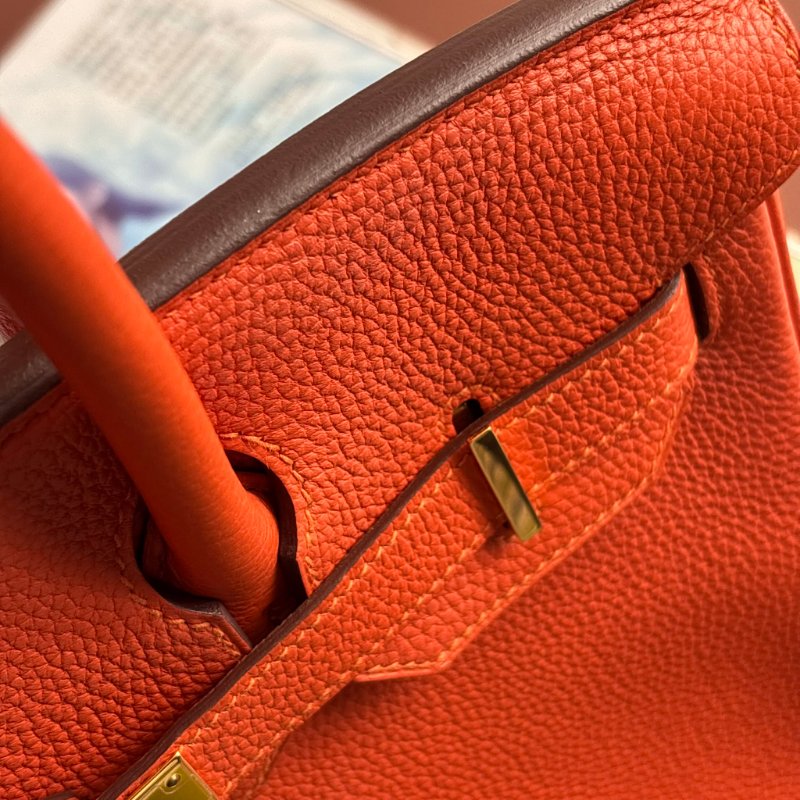::HERMES:: 9J橘 金釦 BIRKIN 30 柏金包30公分 手提包 公事包-31