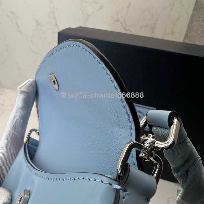 💗香緹國際精品💗 693 Prada Cleo 翻蓋單肩包 小號 水藍色 贈送原廠絲巾-9
