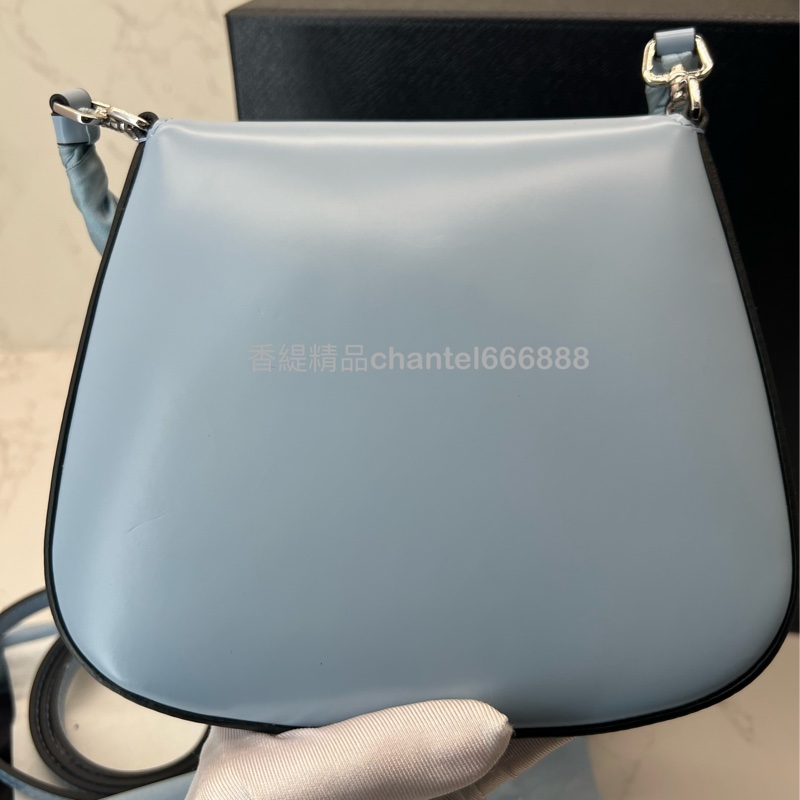 💗香緹國際精品💗 693 Prada Cleo 翻蓋單肩包 小號 水藍色 贈送原廠絲巾-15
