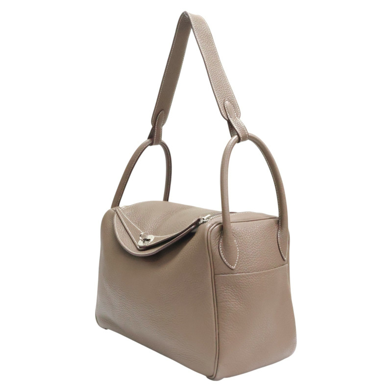 大象灰色 Taurillon牛皮 Lindy 30 肩背包 □Q刻 銀扣【HERMES 愛馬仕】 □Q/Etoupe-2