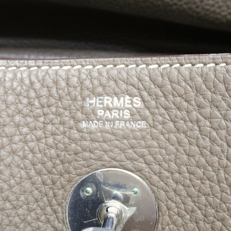 大象灰色 Taurillon牛皮 Lindy 30 肩背包 □Q刻 銀扣【HERMES 愛馬仕】 □Q/Etoupe-8